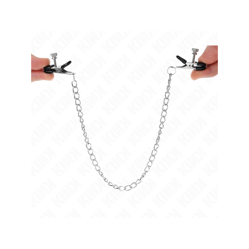 KINK - MORSETTI PER CAPEZZOLI A CATENA PIATTA ARGENTO 34 CM - KINK NI…