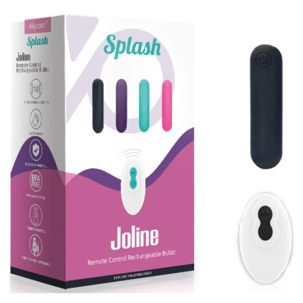 ARMONY - SPLASH JOLINE BALA VIBRADORA SILICONA CONTROL REMOTO 10 VIBRACIONES 65 X 15 CM NEGRO