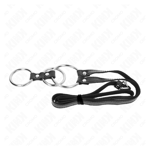 KINK - ANILLO PENE METAL TRIPLE 3.8 CM A 5 CM CON CINTURÓN POLIPIEL 112 CM