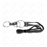 KINK - ANILLO PENE METAL TRIPLE 3.8 CM A 5 CM CON CINTURÓN POLIPIEL 112 CM