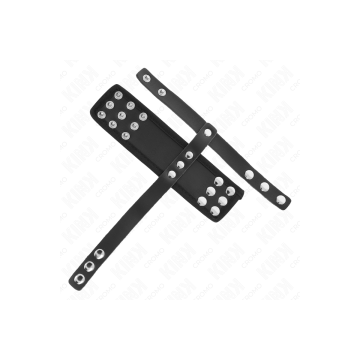 KINK - LEATHER PENIS CAGE RING WITH ADJUSTABLE COATED BALL DIVIDER ST…