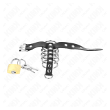 KINK - ANILLO PENE CUERO CORREA CON CERRADURA 21 X 2 CM Y 5 ANILLOS METAL DE 3 CM A 4 CM