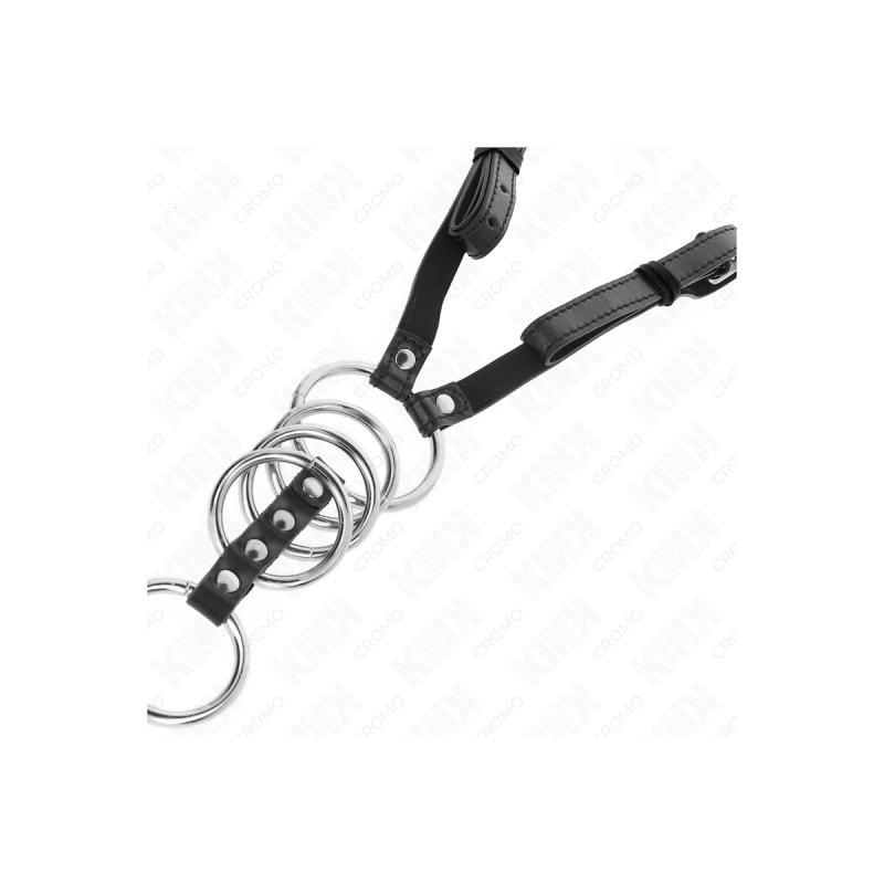 KINK - 5 ANELLI PER PENE DA 3,8 CM A 5 CM METALLO CON CINTURA IN PELL…