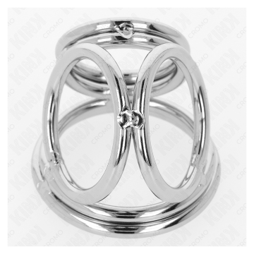 KINK - ANILLO PENE TRIPLE METAL CROMADO 3.8 CM A 5 CM MODELO 1