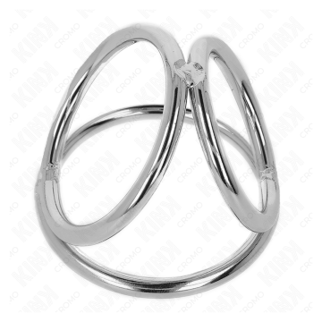 KINK - ANILLO PENE TRIPLE METAL CROMADO 3.8 CM A 5 CM MODELO 2