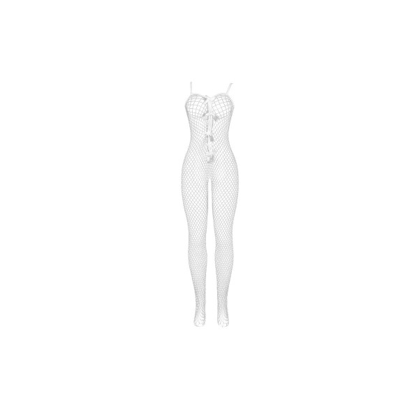 SUBBLIME - 951740 BODYSTOCKING CROTCHLESS DE REJILLA CON LAZOS BLANCO TALLA ÚNICA
