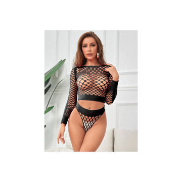 SUBBLIME - 952228 2-TEILIGER LANGRMELIGER NETZ-SATZ SCHWARZ EINE GRÖS…