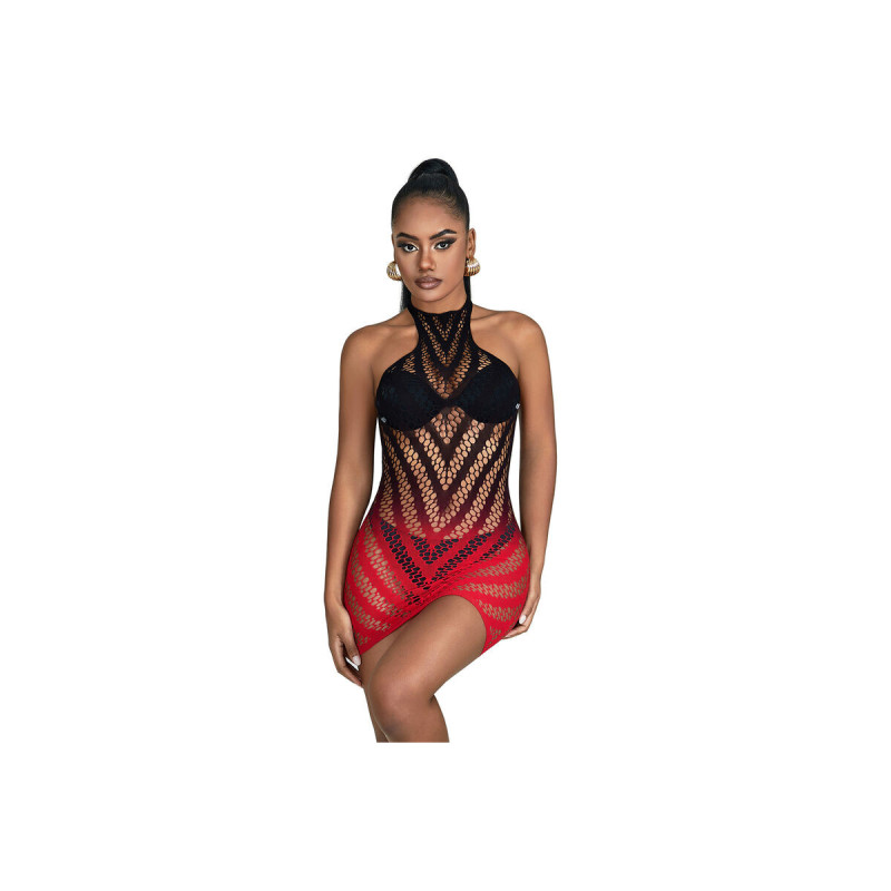 Subblime - 952242 Roter Und Schwarzer Kleid Aus Elastischem Netz