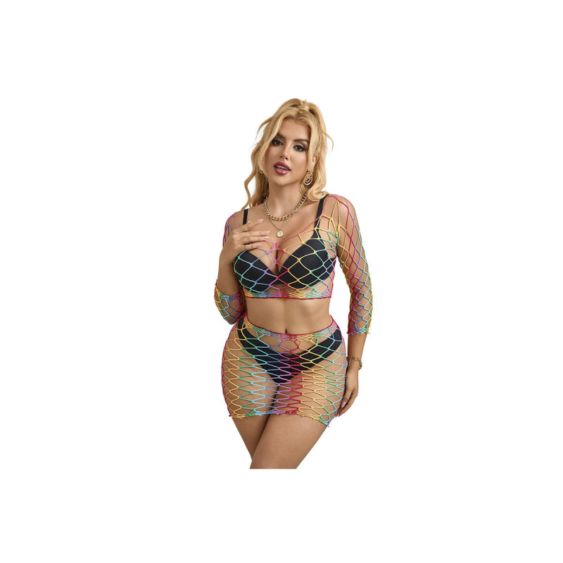 SUBBLIME - 952440 2-PIECE FISHNET SET LONG SLEEVE RAINBOW ONE SIZE -…