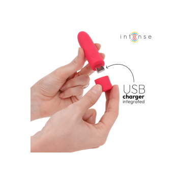 INTENSE - SYMONE USB RECHARGEABLE VIBRATING BULLET 8 VIBRATIONS RED 1…