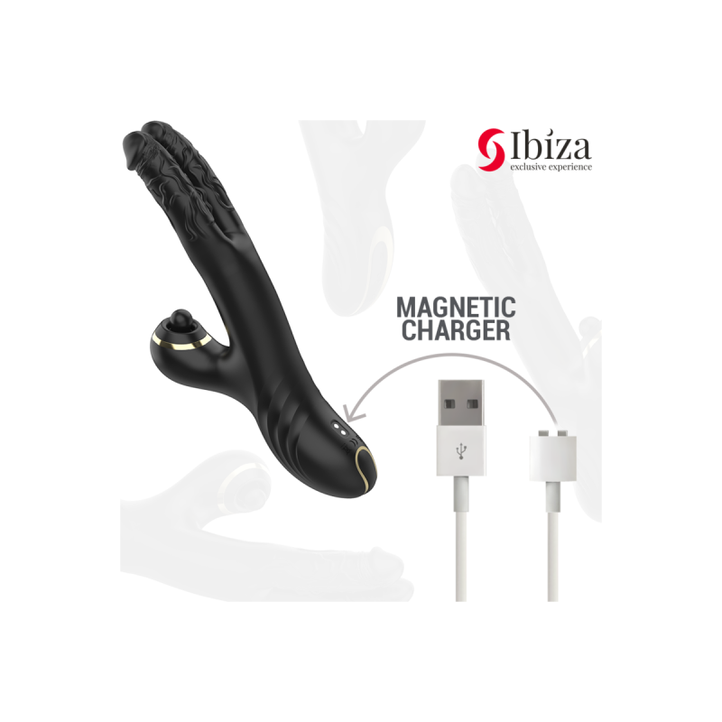 IBIZA - TWO DRAGONS DOPPIO VIBRATORE NERO - IBIZA TECHNOLOGY - Vibrat…