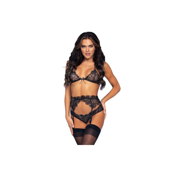 LEG AVENUE - SET DE TRES PIEZAS CON BRILLANTES M