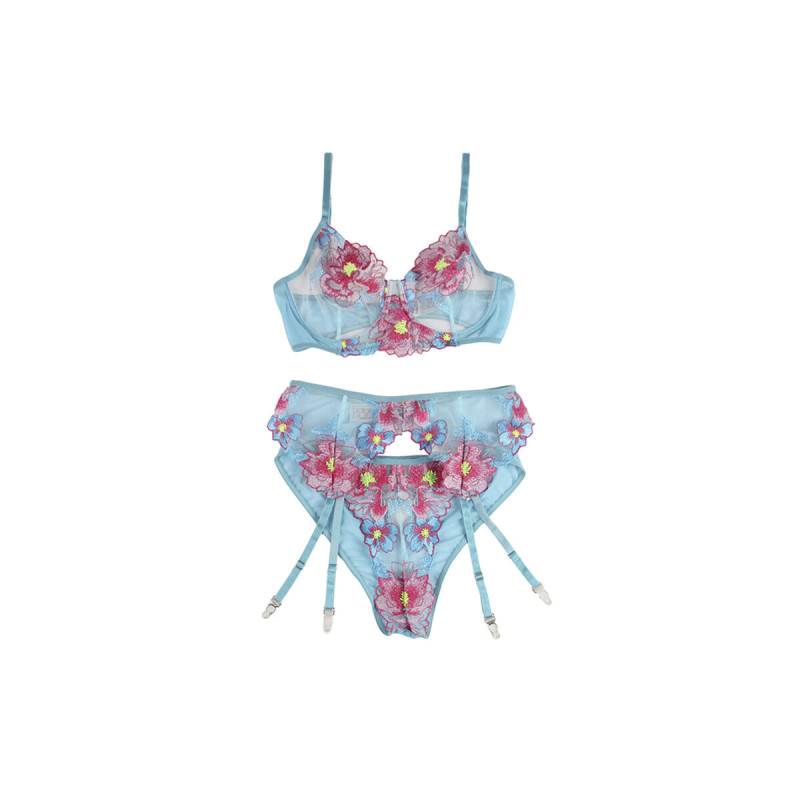 Subblime - 954109 Sujetador + Panties Con Liguero Diseño Floral