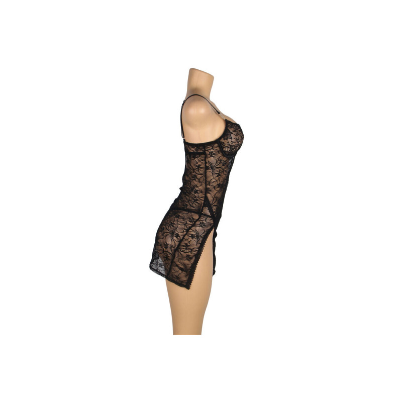Subblime - 954185 Babydoll De Encaje Con Tirantes Ajustables Negro