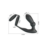 Pretty Love - Emoni Anillo Pene + Plug Anal 12 Vibraciones Negro |