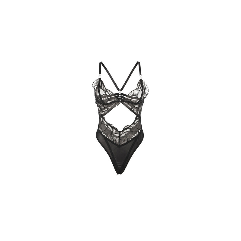 Subblime - 955212 Body Transparente Con Encaje Hueco Negro S/M |