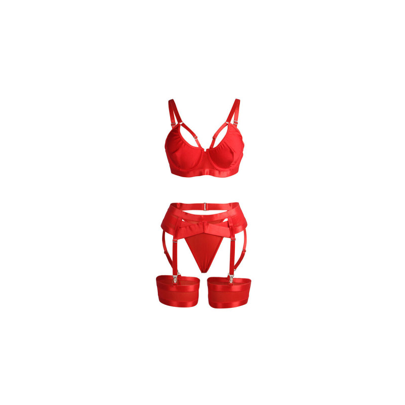 Subblime - 955250 Set Sujetador Con Liguero Bondage Rojo S/M |