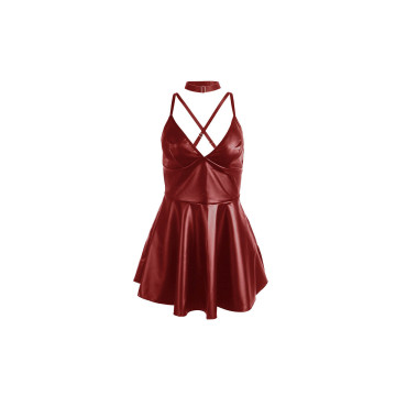 Subblime - 955403 Kleid Mit Burgunderroten Lederträgern L/Xl |