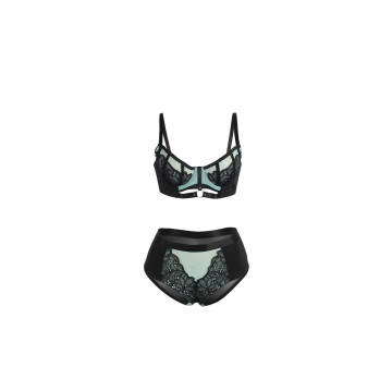 Subblime - 955557 Grünes Lackleder - Netz - Zipper - Bh - Set S/M |