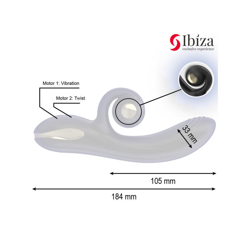 IBIZA - VIBRATORE TWISTER CON STIMOLATORE CURVA E VIBRO-ROTAZIONE - I…