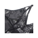 Subblime - 957520 Vestido De Cuero Con Encaje Floral Negro S/M |