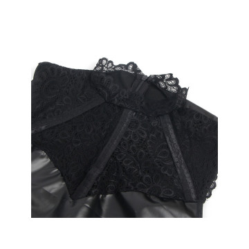 Subblime - 957544 Vestido De Cuero Con Cuello De Encaje Negro S/M |