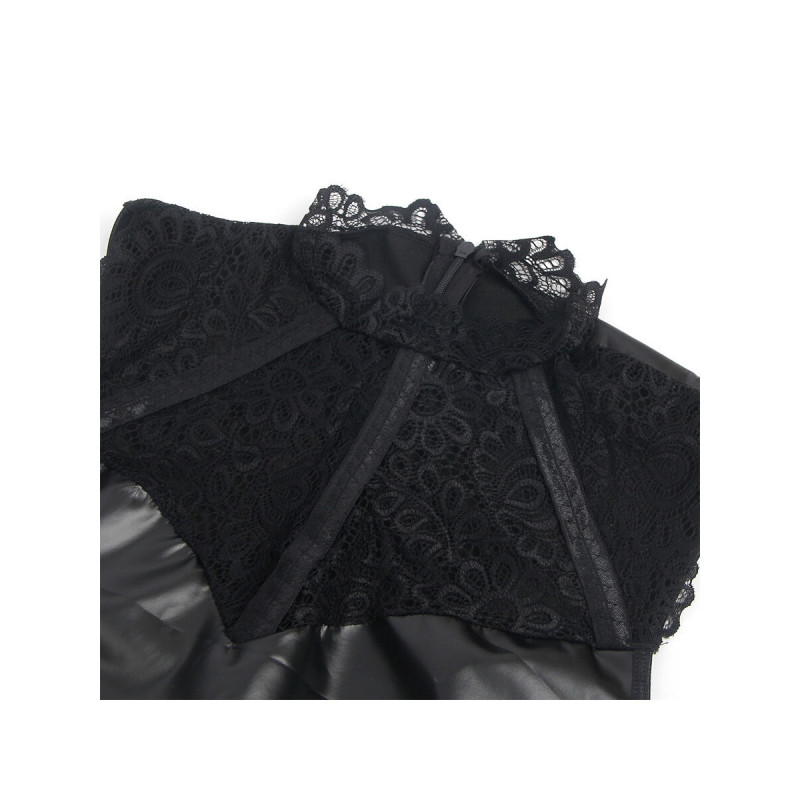 Subblime - 957551 Vestido De Cuero Con Cuello De Encaje Negro L/Xl