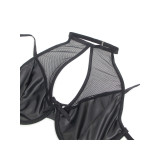 Subblime - 957582 Conjunto Sujetador Y Falda De Cuero Negro S/M |
