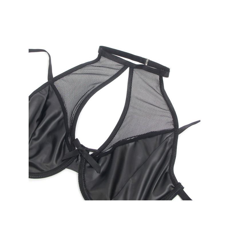Subblime - 957599 Conjunto Sujetador Y Falda De Cuero Negro L/Xl |