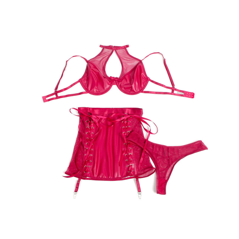 Subblime - 957605 Conjunto Sujetador Y Falda De Cuero Rojo S/M |