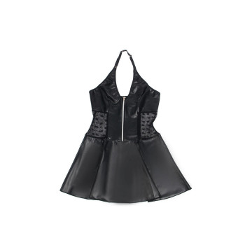 Subblime - 957711 Vestido De Cuero Con Cremallera Y Encaje Negro