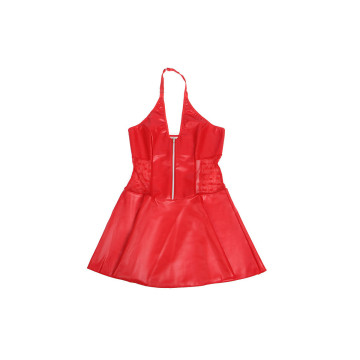Subblime - 957728 Vestido De Cuero Con Cremallera Y Encaje Rojo S/M