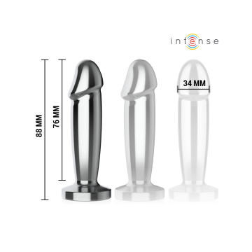 Intense - Plug Anal 10 Vibraciones Metal En Forma De Dildo Con