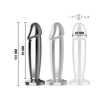 Intense - Plug Anal 10 Vibraciones Metal En Forma De Dildo Con