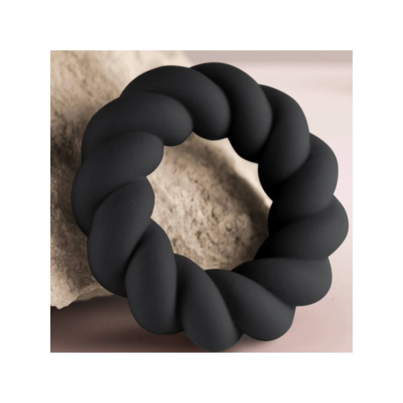 ROCKS-OFF - ANNEAU DE MASTURBATION EN SILICONE NOIR TWIST - Cockrings…
