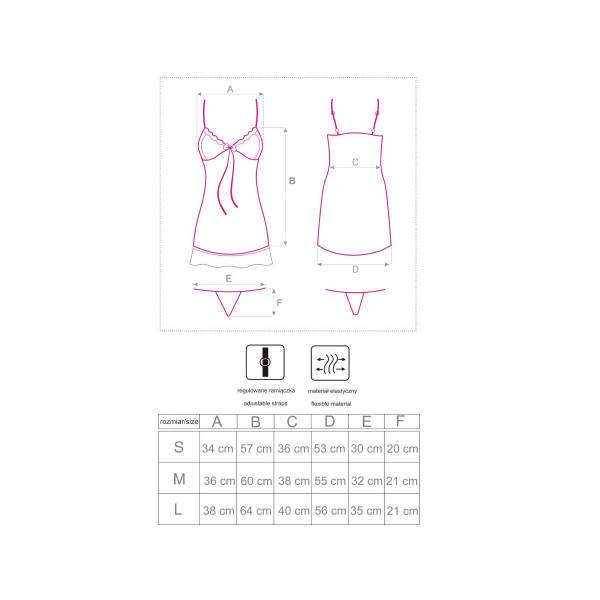 LIVCO CORSETTI FASHION - HYEONA 1710 BABYDOLL + TANGA ROSA L