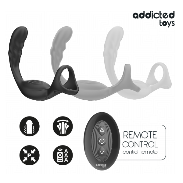 ADDICTED TOYS - ANILLO DOBLE VIBRADOR PROSTÁTICO CONTROL REMOTO
