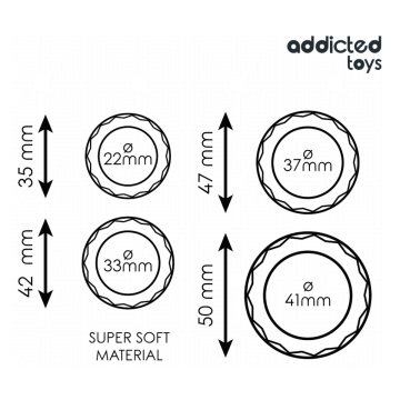 ADDICTED TOYS - SET ANILLOS PENE TEXTURIZADOS 4 TAMAÑOS