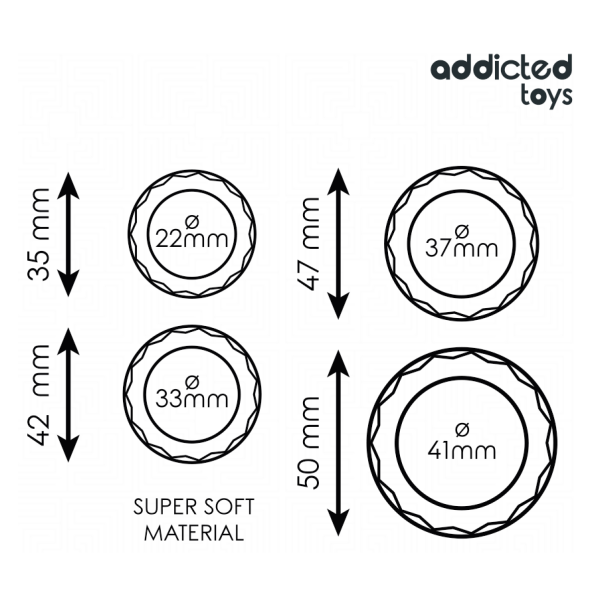 ADDICTED TOYS - SET ANILLOS PENE TEXTURIZADOS 4 TAMAÑOS