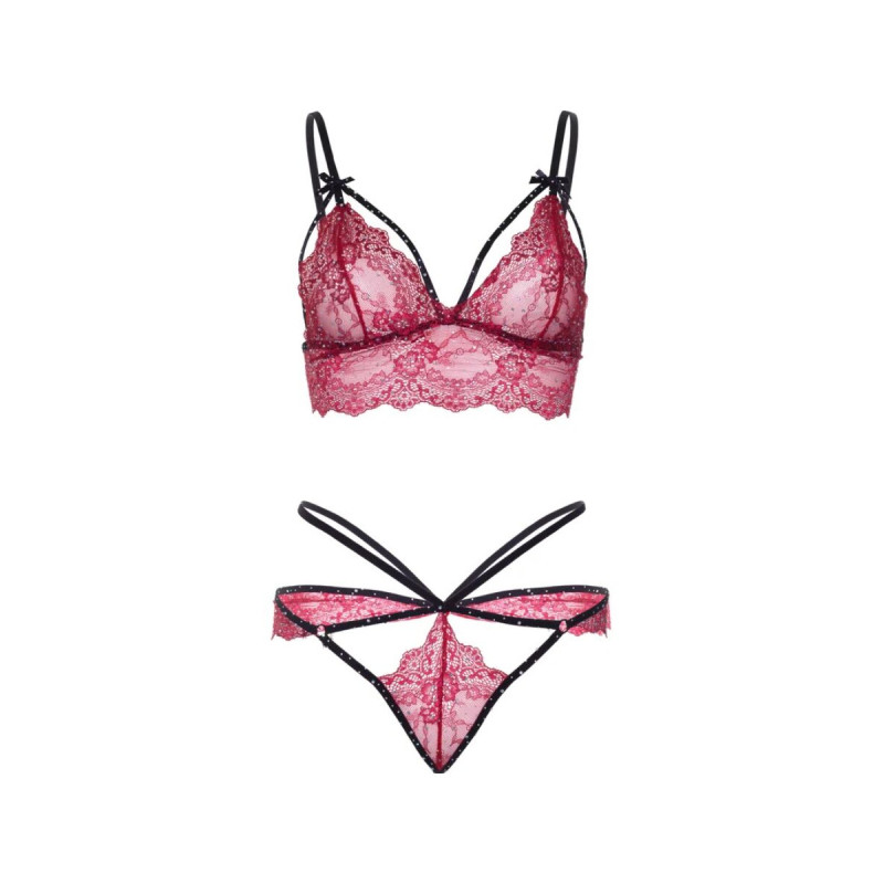 Leg Avenue - 81623 Set Sujetador + Tanga Burdeos Talla M | Vybes.it