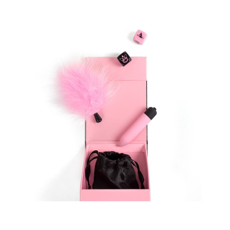 SECRET PLAY - PLEASURES BOX FOR COUPLES: DICE + VIBRATING BULLET + FE…
