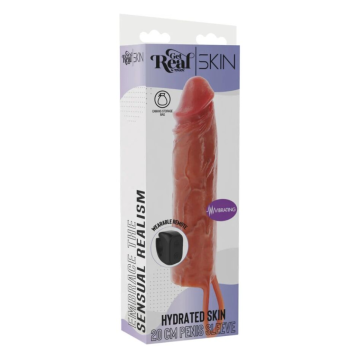 GET REAL - MANCHON PÉNIS VIBRANT EN SILICONE HYDRATANT CARAMEL 20 CM