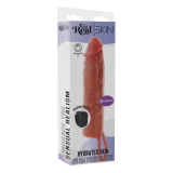 GET REAL – FEUCHTIGKEITSSPENDENDE SILIKON-VIBRATIONS-PENISHÜLLE IN KARAMELL, 20 CM