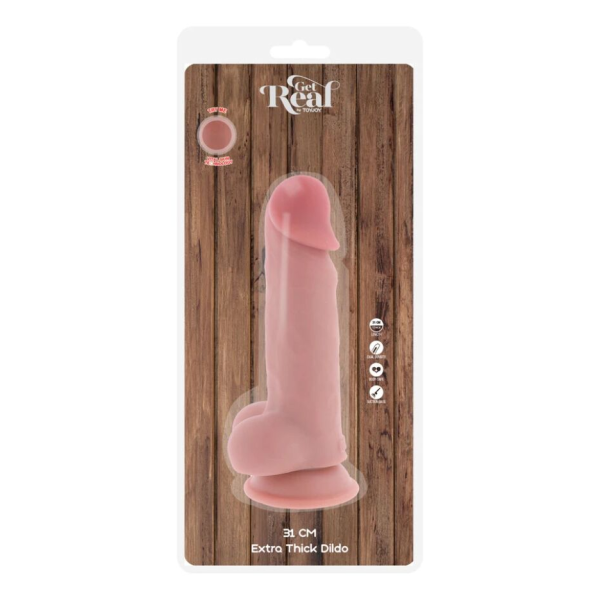 GET REAL - PÉNIS RÉALISTE DE LUXE AVEC TESTICULES EXTRA ÉPAIS DE 31 CM
