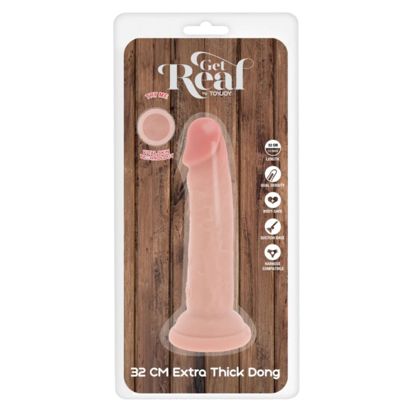 GET REAL - PÉNIS DE LUXE ÉPAIS DOUBLE DENSITÉ EN TPE 32 CM