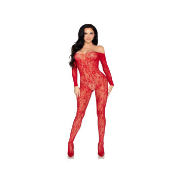 Leg Avenue - 89366 Spitzen - Dessous - Bodystocking, Rot