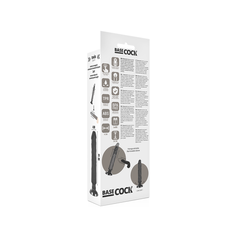 Basecock - Vibrateur Réaliste 2 - 1 Noir 20 Cm - O - 4 Cm | Vybes.it