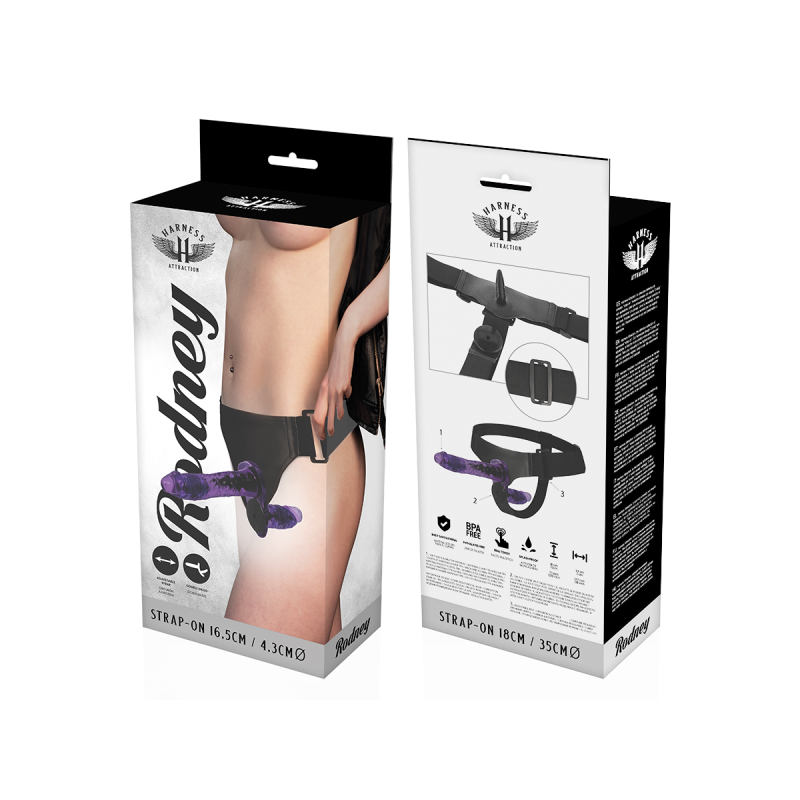 Harness Attraction - Rodney Doppia Penetrazione Vibratore 18 Cm - O