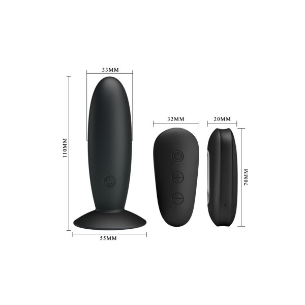 MR PLAY - PLUG ANAL CON VIBRACIÓN NEGRO CONTROL REMOTO