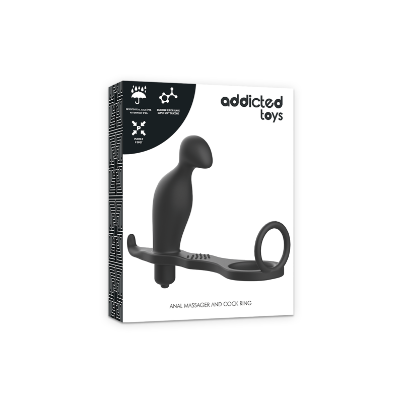 Addicted Toys - Plug Anal Con Anillo Silicona Negro 12 Cm | Vybes.it